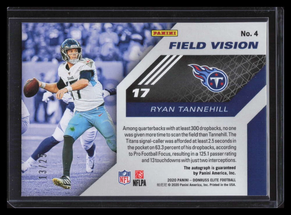 2020 Elite Field Vision Autographs 4 Ryan Tannehill Auto 13/25 - Image 2 of 2