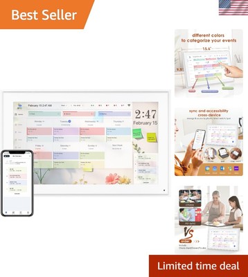Digital Calendar 15.6 Inch Touchscreen Wall Mount Electronic Planner for Fami...