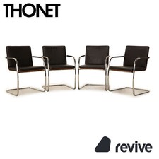 4er Garnitur Thonet S 60 Leder Stuhl Schwarz Konferenzstuhl Esszimmer