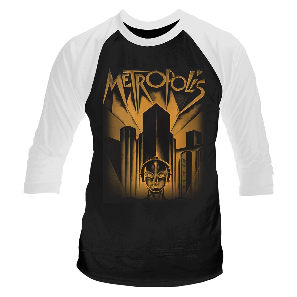 METROPOLIS - METROPOLIS BLACK 3/4 Sleeve Baseball Tee Small