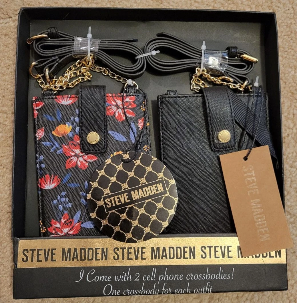 Steve Madden Cell Phone Crossbody Set 2 Floral and Black