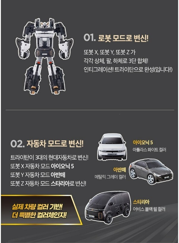 Tobot Tritan Special Color Pack X Y Z 3 Car Integration Robot