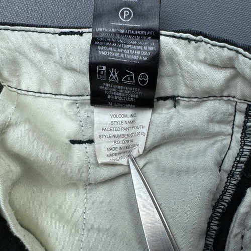 Volcom Faceted Pants Youth Boys 8 Black Cotton Regular Fit Skateboarding Casual - Picture 7 of 12
