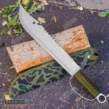 19.5" CHOPPING SWORD MACHETE FULL TANG FIXED BLADE OUTDOOR EMERGENCY SURVIVAL
