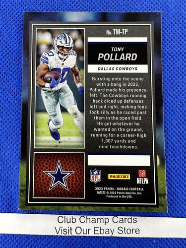 2023 #TM-TP Tony Pollard Panini Mosaico Fútbol Touchdown Masters Inserto Vaqueros - Imagen 2 de 2