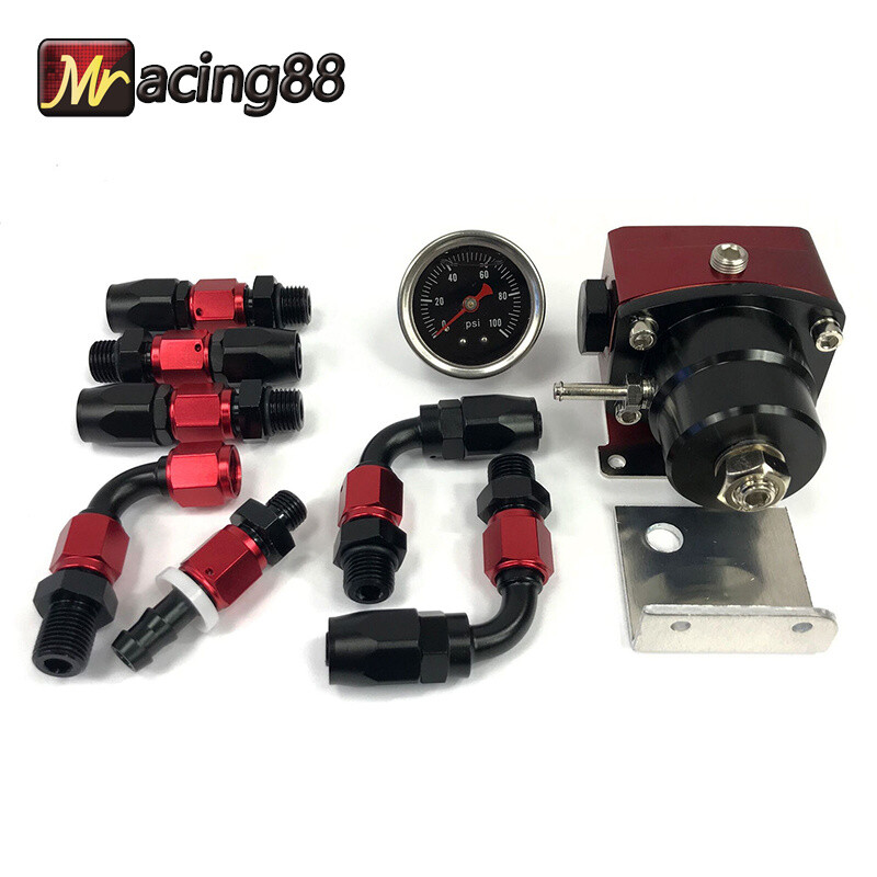 Fuel Pressure Regulator Oil 100psi Gauge AN 6 Fitting End Universal ...