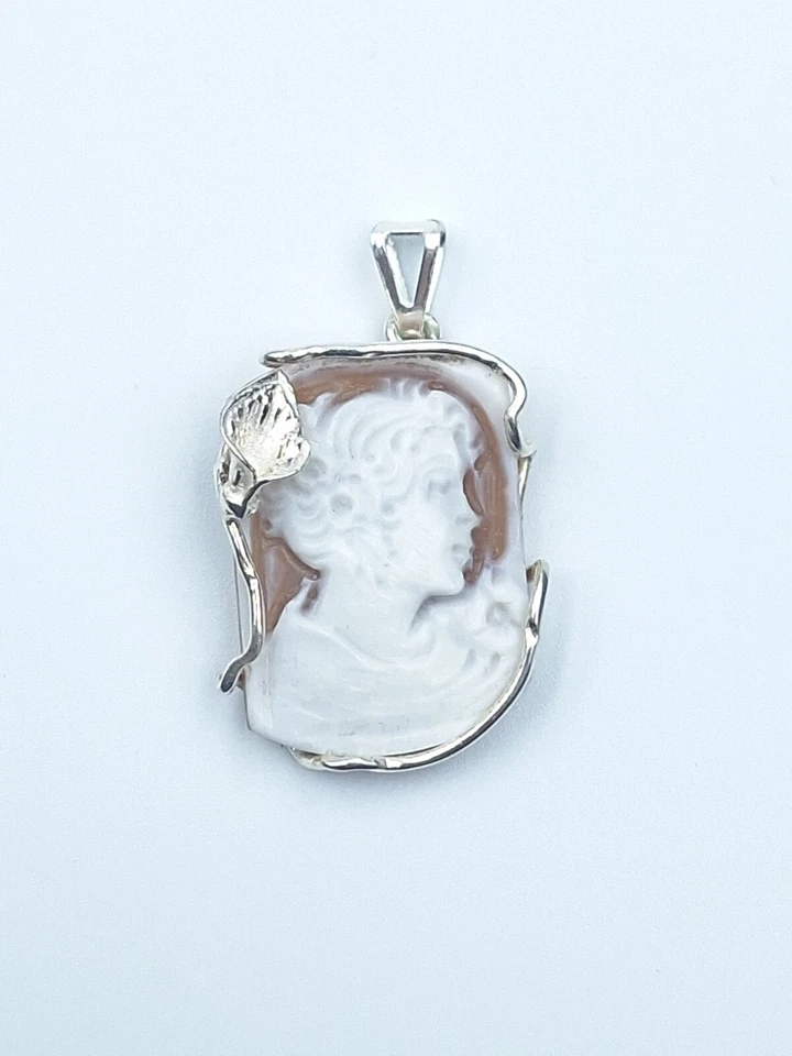 CIONDOLO IN ARGENTO 925% CON CAMMEO SARDONICO, DONNA PLACCATO ORO BIANCO 18KT - Immagine 4 di 4