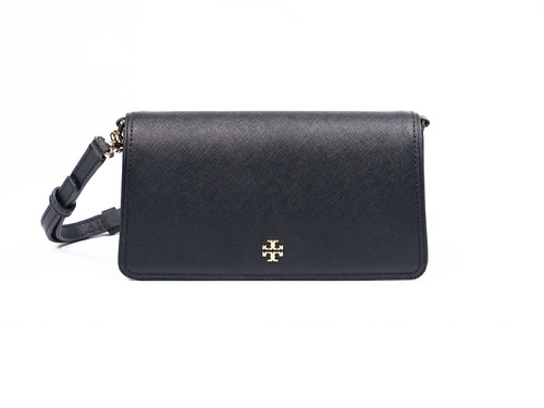 Tory Burch Emerson Black Saffiano Mini Crossbody Purse Bag Clutch 159463 - Picture 2 of 11