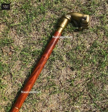 Solid Metal Closed Fist Head Handle Handmade Victorian Wooden Walking Stick Cane