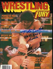 EB3268  SANTANA  DEMOLITION AX  LANE  signed Vintage Wrestling Magazine w/COA