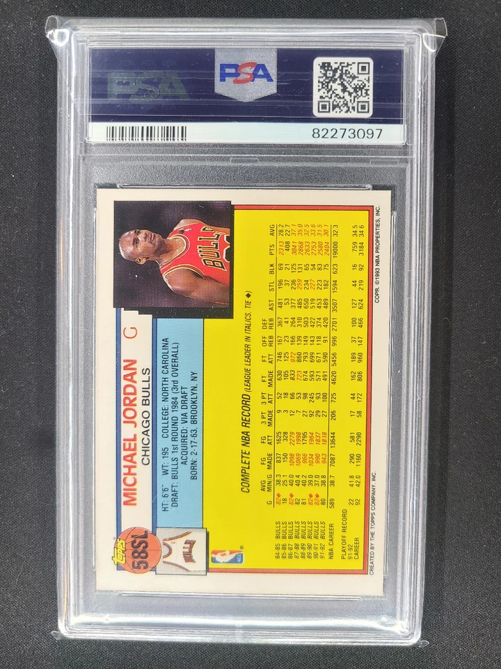 1993 Topps Kenner Starting Lineup Michael Jordan 58SL PSA 6 EX-MT SLU parallel - Image 2 of 4