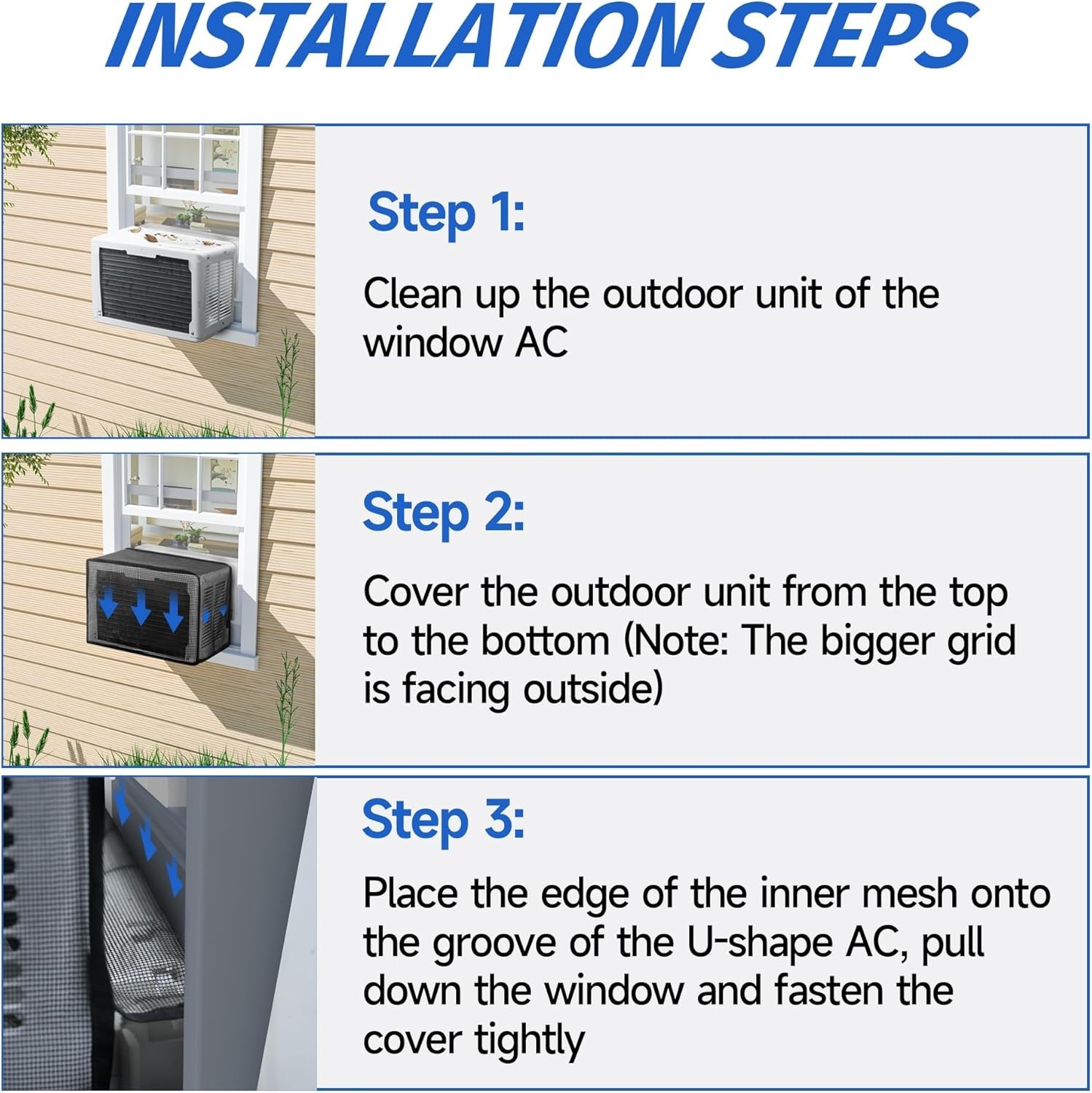 Window Air Conditioner Covers Specially for Midea U-Shaped Outdoor Unit, Black