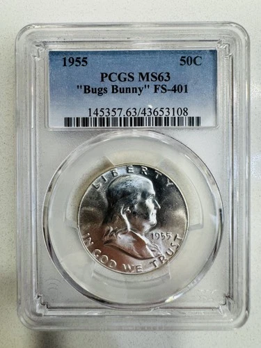 1955 Bugs Bunny Franklin Half Dollar Error FS-401 MS63 PCGS 1955-P Silver 50c