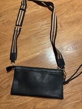 Black Wristlet Clutch Crossbody Purse Zip Closure, Detachable Adjustable Strap