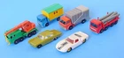 1960s LESNEY MATCHBOX DIECAST LOT 10 FORD GT CRANE SITE HUT REFUSE TRUCK OPEL