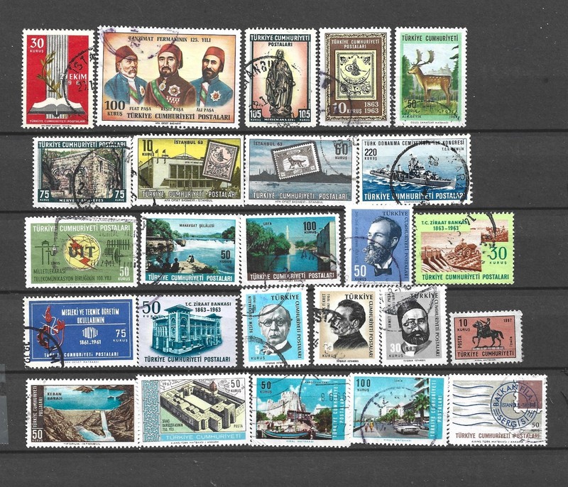 Turkey, Lot of 25 Different Stamps, Used