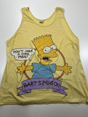#ad Vintage 1990 Yellow Bart Simpson Tank Top don’t have a cow C $89.99