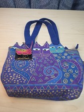 Laurel Burch Indigo Cats Cutout Shoulder Tote/Handbag Indigo Cats