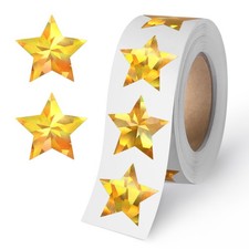 500 Pcs Holographic Gold Star Stickers for Kids Reward, 1