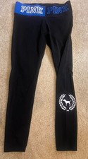 Vintage Y2K Victorias Secret Pink Yoga Black Pants Dog Medium Logo Spell Out