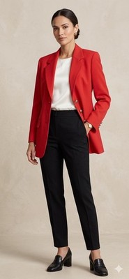 Escada Margaretha Ley Size 36 Wool Blazer Jacket Vintage Watermelon Red