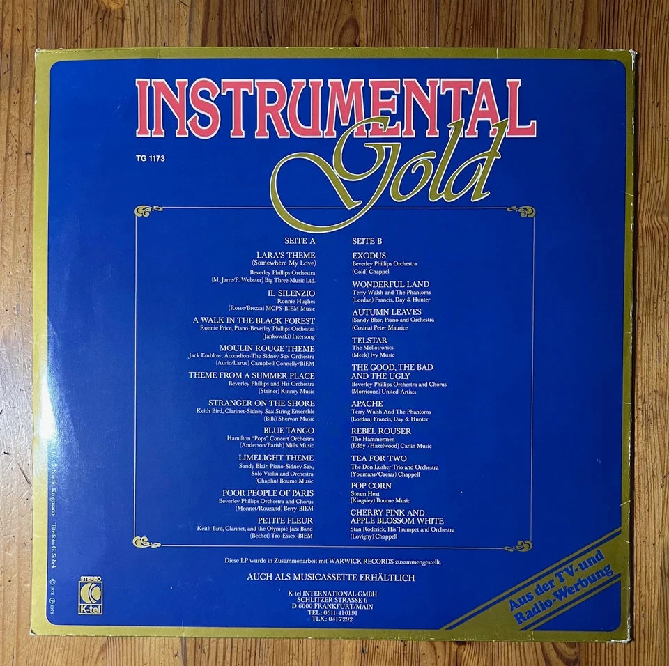 Instrumental Gold - 20 Original Stars - 20 Original Hits, LP Vinyl 12" 1978 - Bild 2 von 3