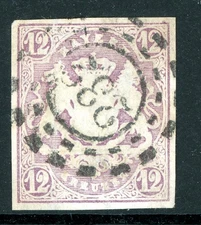 Germany States 1867 Bavaria 12Kr Lilac Scott #21 VFU M426
