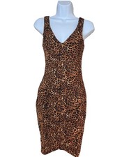 ASTR The Label Black Leopard Sheath Sleeveless Dress XS Bodycon Club Wear Party