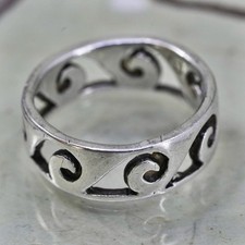 Size 5.5, vintage Mexico Sterling silver handmade ring, wavy 925 band