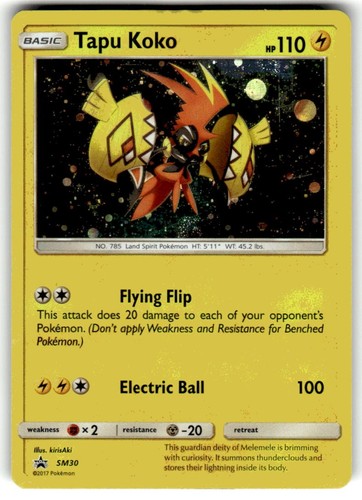 Pokemon Tapu Koko SM30 - Black Star Promo Holo Card (Sun & Moon) MP