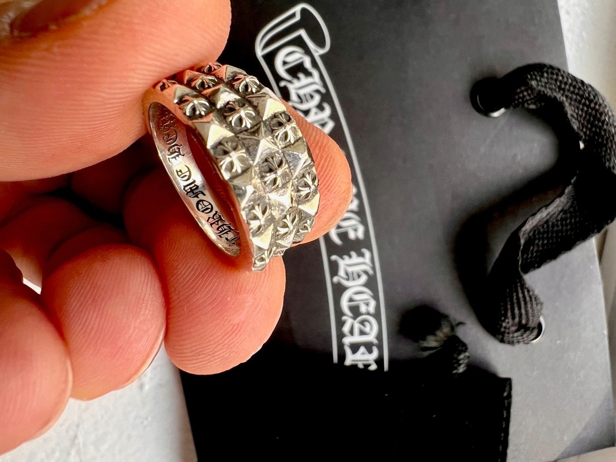 SUPER RARE !! CHROME HEARTS CH Plus Forever Pyramid Ring - Size