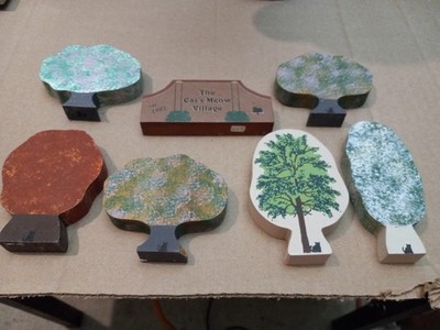 Cats Meow Sign & 6 Trees