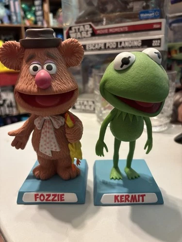 Disney The Muppets Fozzie Bear & Kermit The Frog FUNKO Bobble Heads 2012 EUC