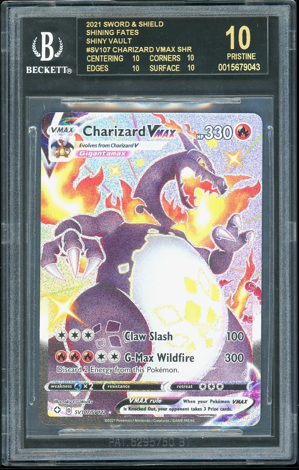 Pokemon Charizard VMAX SHR SWSH Shining Fates Shiny Vault BGS 10 Black Label