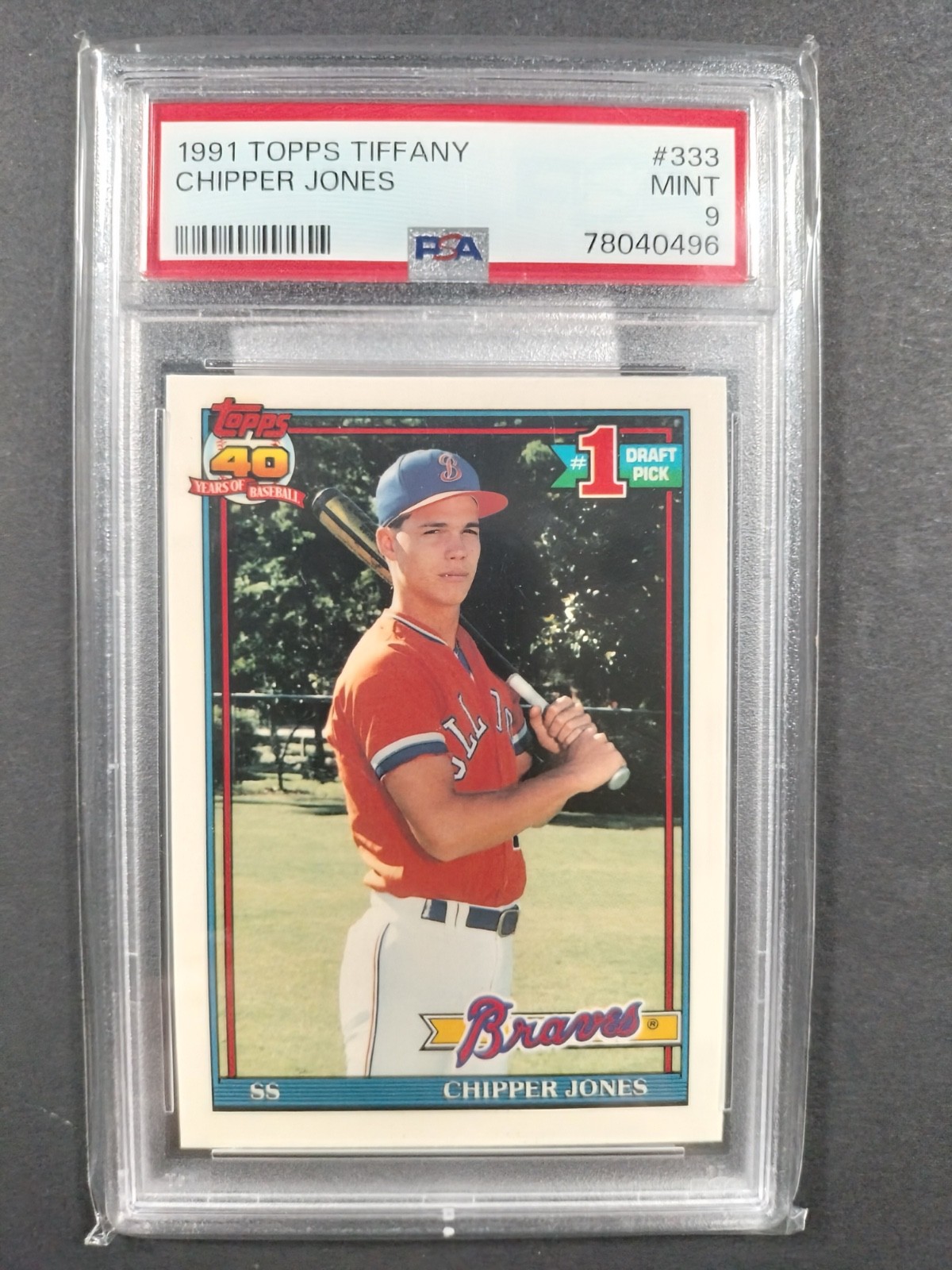1991 Topps  Tiffany  Chipper Jones #333 PSA 9 Well Centered!