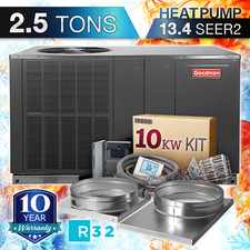 Goodman 2.5 Ton Heat Pump Package Unit Central Air AC System Kit, R32 Horizontal