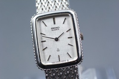 Vintage 1989 [Exc+5] Seiko 1400-5140 Silver Rectangle Quartz