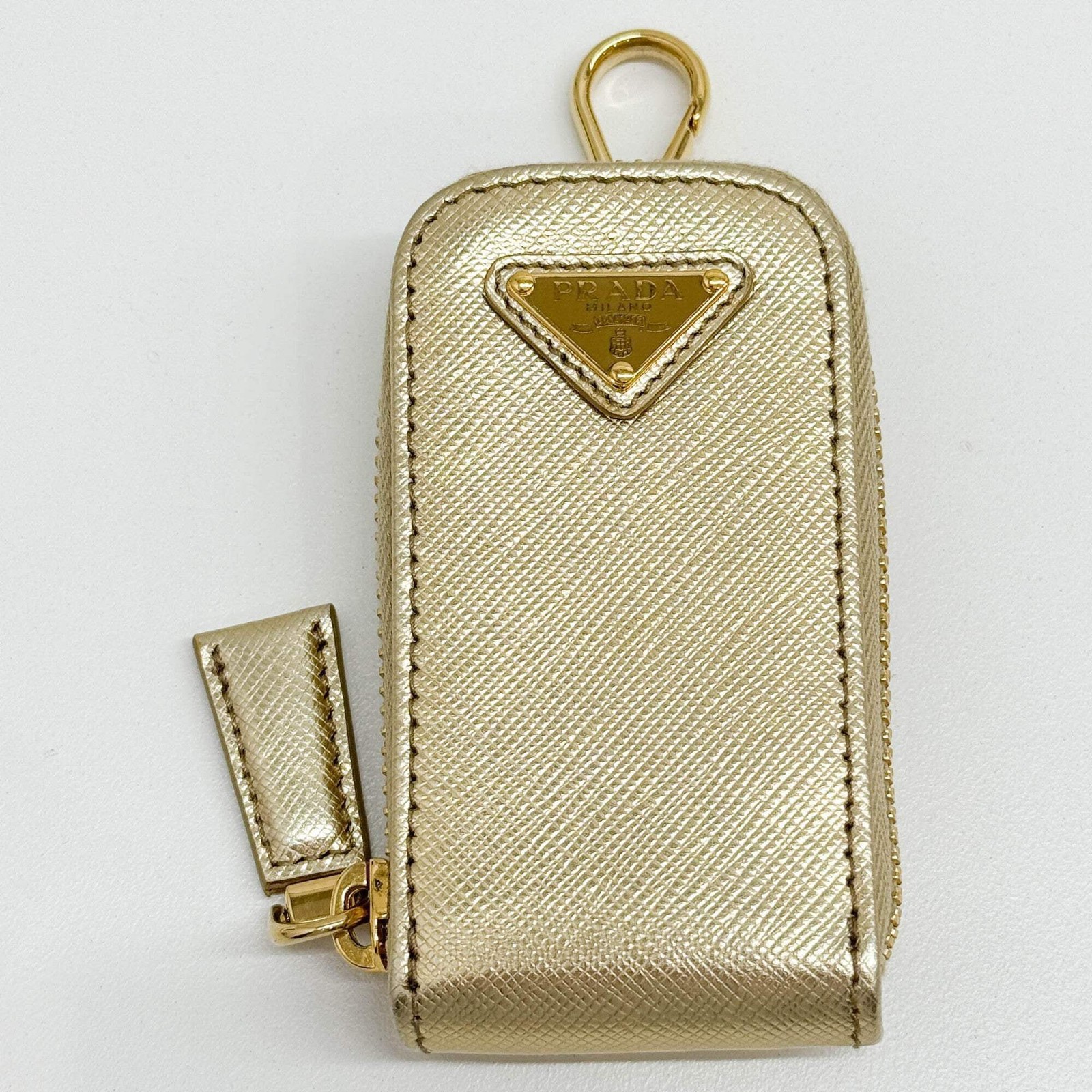 PRADA Triangle Gold Leather Two Way Bag thumbnail 18