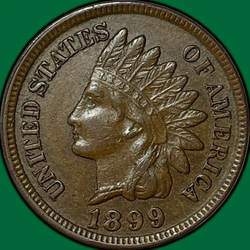 1899 Indian Head Cent Almost Uncirculated AU Coin #34051
