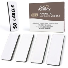 50 White Magnetic Dry Erase Labels - Reusable Writable Strips for Home Office