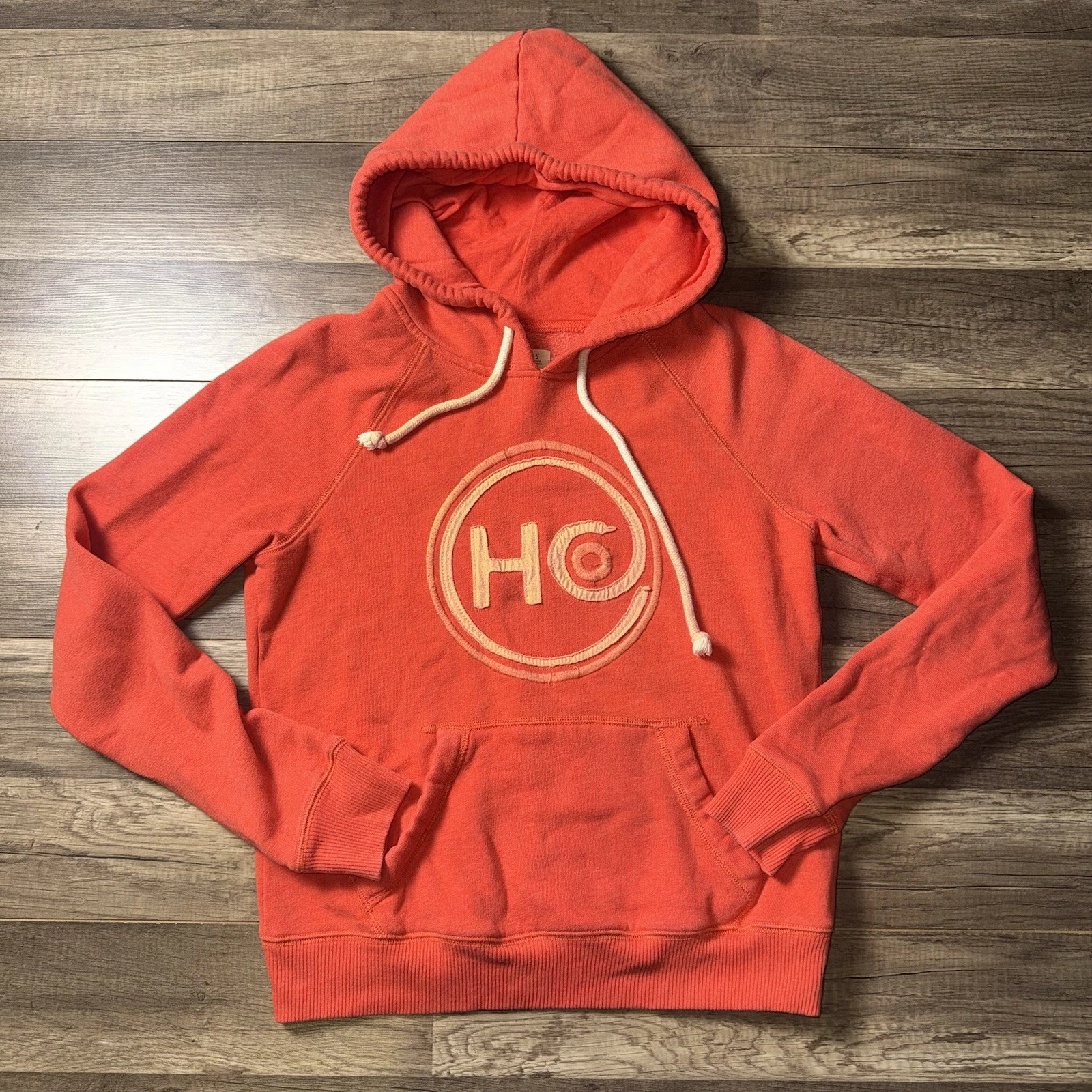 Hollister Hoodie Embroidered Logo Orange Drawstring Women/Juniors Size Small
