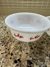 3 piece set Vintage 1950s Hazel Atlas Red Rooster Milk Glass Mixing Bowls