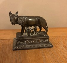 Vintage Bronze Roman Wolf Statue Animal Sculpture