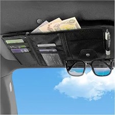 Car Visor Organizer with Sunglass Holder, Multi-Functional Car Sun Visor Black