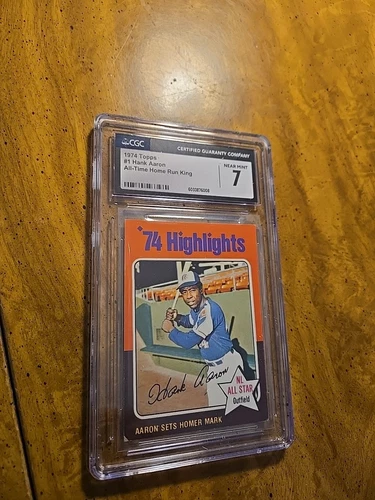 1975 Topps #1 HANK AARON 1974 Highlights Cgc 7 NM  BRAVES HOF 