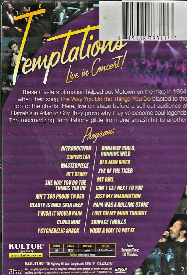 Temptations Live in Concert, NEW! DVD Atlantic City, Greatest Hits