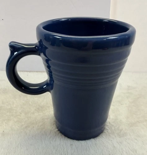 Homer Laughlin Fiesta Ware Latte Mug Ring Handle Thumb Rest  Lapis Blue 5 1/2"