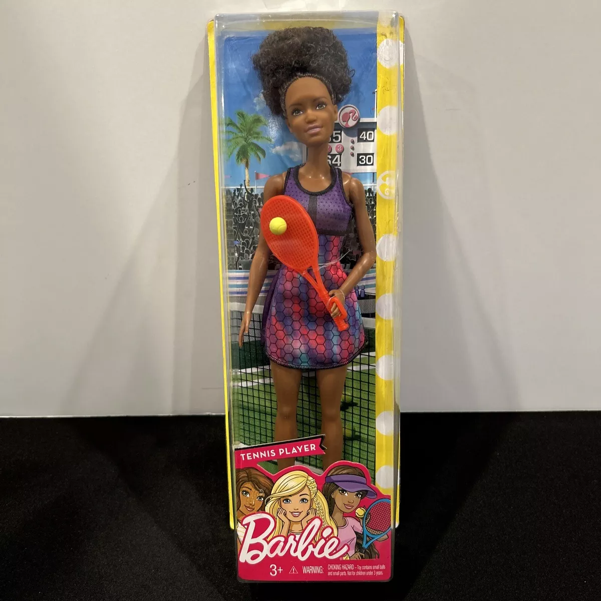 2017 Career Barbie Tennis Player Doll AA FJB11 Doll New Package Shows Wear