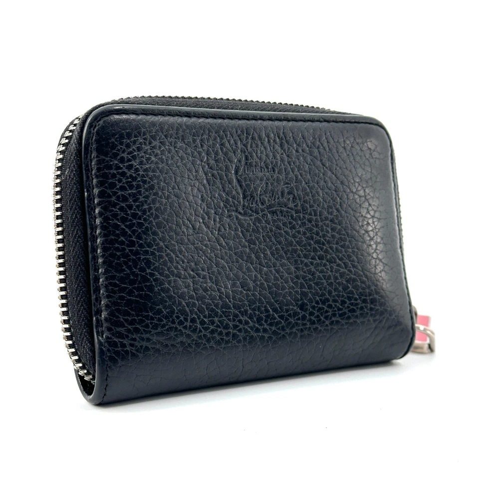 Christian Louboutin  studs leather coin case Purse Wallet Around Zip Black - Image 3 of 4