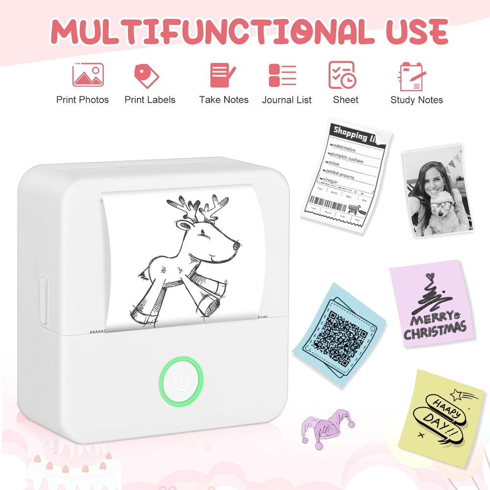 Mini Portable Bluetooth Thermal Photo Printer with Label Paper Set  